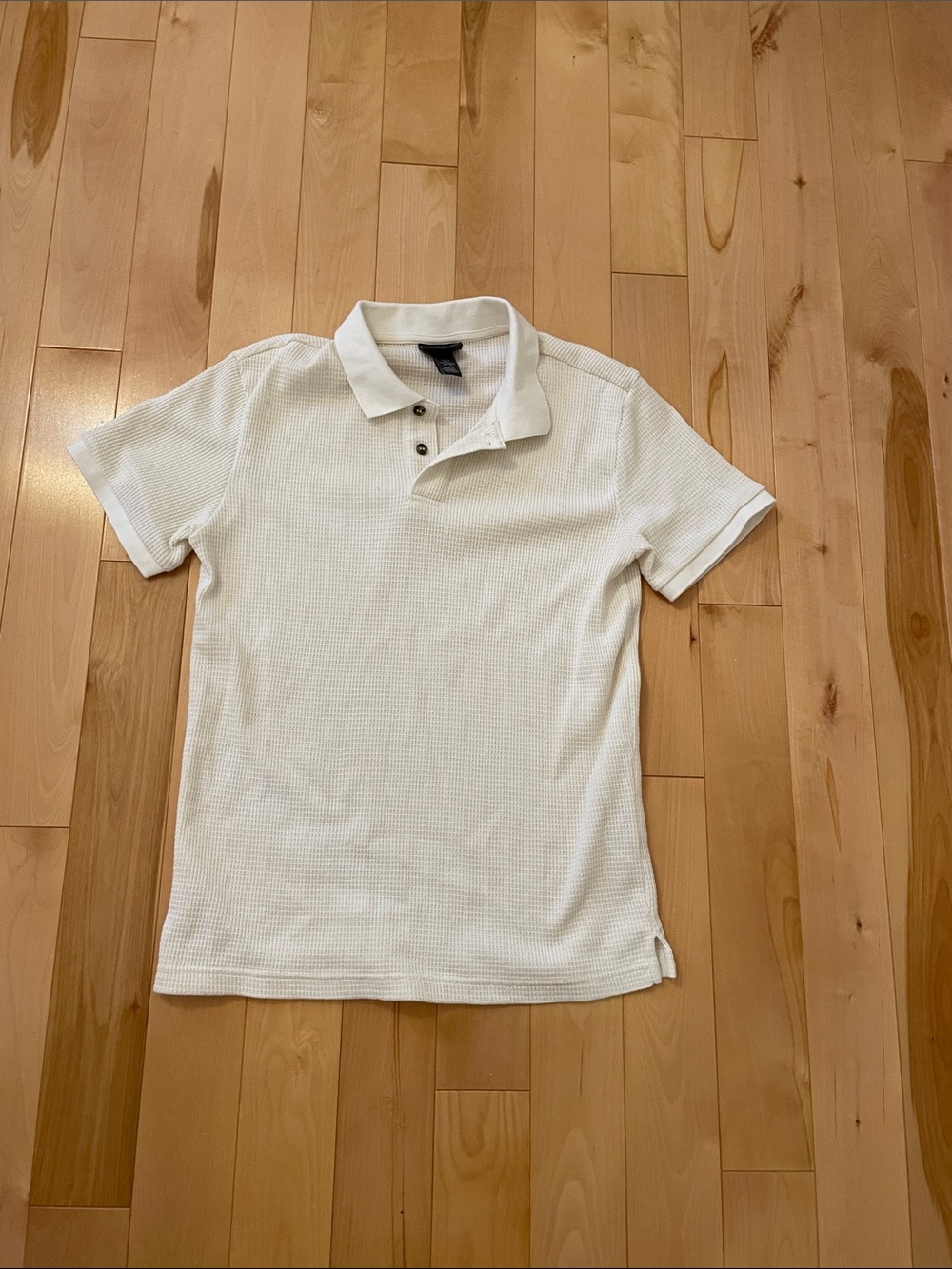 H&M White Textured Polo Shirt